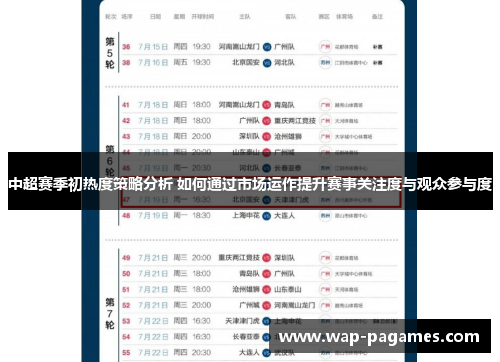 中超赛季初热度策略分析 如何通过市场运作提升赛事关注度与观众参与度 中超赛季初热度策略分析 如何通过市场运作提升赛事关注度与观众参与度
