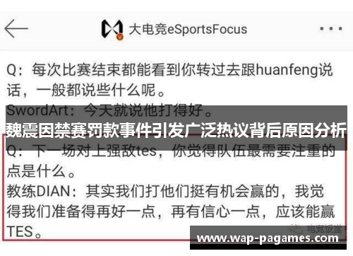 魏震因禁赛罚款事件引发广泛热议背后原因分析